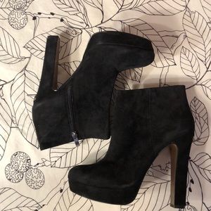 New in box BCBG black suede ankle boot